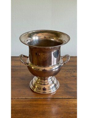 Vintage Silver Plated Champagne Ice Bucket with Double Handled and Fluted Design